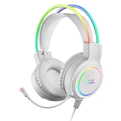 Abbildung von Mars Gaming MHRGBW, Chroma RGB Flow Kopfhörer, Professionelles Mikrofon, Räumlicher Klang, Weiß