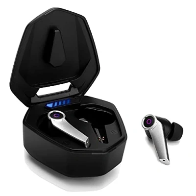 Abbildung von August True Wireless Gaming Kopfhörer mit Bluetooth 5.0 EPG500 Stereo Mini Earbuds Dual Mikrofon Low Latency Berührungssteuerung Ladeschale USB C kompatibel für Android und iOS Schwarz
