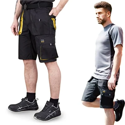 Abbildung von REIS FORECO TS BJS Arbeitsshorts für Herren, Cargo Shorts, Sicherheitsshorts, Arbeitsshorts, Garten Schwarz Gelb, Größe: 2XL