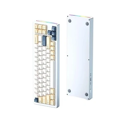 Abbildung von ATTACK SHARK M71 CNC Aluminium mechanische Gaming Tastatur,Tri Mode BT5.0/2,4G kabellos/kabelgebunden,4600 mAh wiederaufladbar,68% Hotswap Gasket,14 Chroma RGB Beleuchtung für MAC&amp;WIN Blueberry Cheese