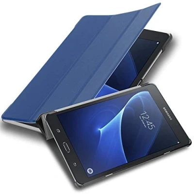 Abbildung von Cadorabo Hülle kompatibel mit Samsung Galaxy Tab A 2016 (7.0 Zoll) Tablethülle ohne Auto Wake Up aus Kunst Leder Flip Klappbare Magnetische Cover für Tasche in Blau