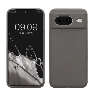 Abbildung von kwmobile Hülle kompatibel mit Google Pixel 8 Silikon Handy Case Handyhülle weiche Oberfläche kabelloses Laden Stone Dust