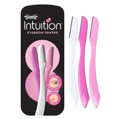 Abbildung von Wilkinson Sword Intuition Augenbrauenformer für Frauen, 3 Rasierer, Gesichtshaarentferner und trimmer, Peeling Dermaplaning Tool