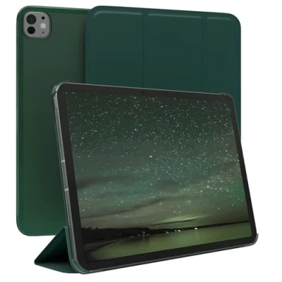 Abbildung von EAZY Case Schutzhülle mit Stifthalter für iPad Pro 11&quot; (2024) Hülle Smart Cover Tablet Smartcase zum Aufstellen Klapphülle Standfunktion Sleep Wake Up Funktion Kunstleder Etui Nachtgrün