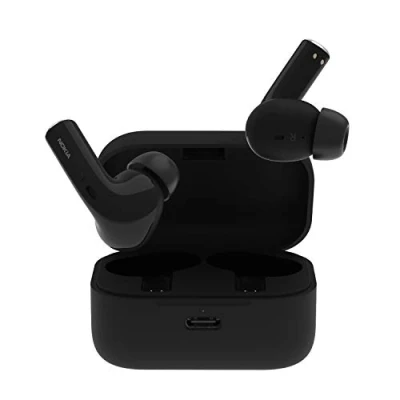 Abbildung von Nokia E3500 True Wireless Earbuds, Bluetooth 5.0, mit Clear Voice Capture (CVC) Technologie, 7 Stunden Non Stop Spielzeit und bis zu 25 dank Charging Case Schwarz [Amazon Exclusive]