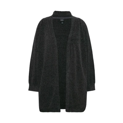 Abbildung von Ulla Popken Chenille OPEN VORM Strickjacke, Damen, Größe: 42/44, Graphite gray