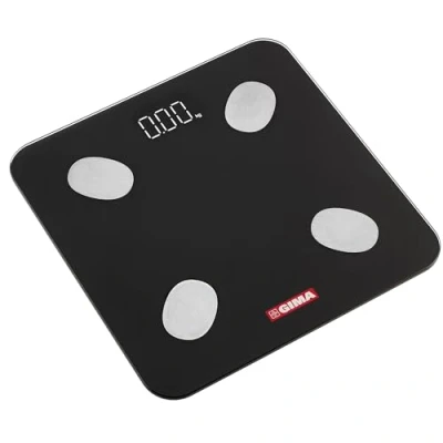 Abbildung von Digitale OMRON Personen und Körperanalysewaage BF212, Messung von Gewicht Körperfett, inkl. Berechnung des Body Mass Index BMI, Extra klein platzsparend
