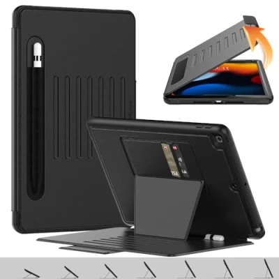 Abbildung von Enduro Schutzhülle für Apple iPad 25,9 cm (10,2 Zoll) 2021/2020/2019 [9./8./7. Generation] Robuste und robuste, starke magnetische Klapphülle [Auto Sleep/Wake] Fallsichere Abdeckung mit