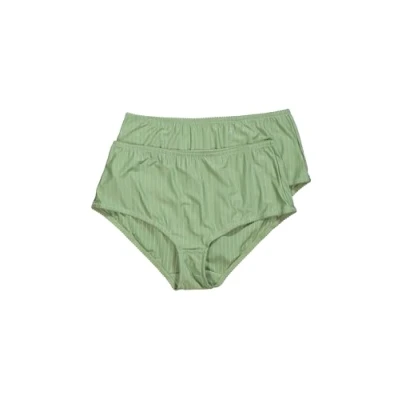 Abbildung von Ulla Popken 2ERPACK Nadelstreifen HÖHER Geschnitten Slip, Damen, Größe: 42/44, Moss green