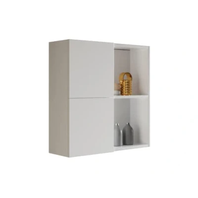 Abbildung von Mama Store ATENA Doppel Athena Hängeschrank mit 2 Türen Fächern, weiß glänzend lackiert, Holz, L.71 x P.22 H71 cm