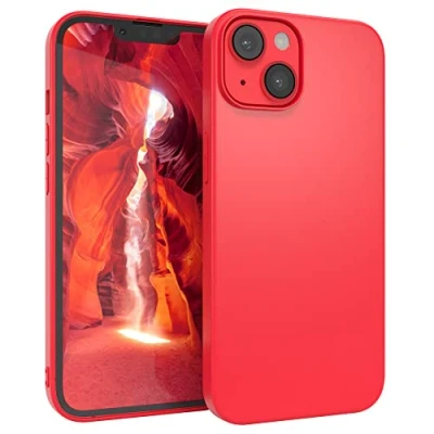 Abbildung von EAZY CASE Handyhülle Silikon mit Kameraschutz kompatibel iPhone 14 in Rot, Ultra dünn, Slimcover, Silikonhülle, Hülle, Softcase, Backcover