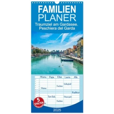 Abbildung von Familienplaner 2025 Traumziel am Gardasee. Peschiera del Garda mit 5 Spalten (Wandkalender, 21 cm x 45 cm), CALVENDO