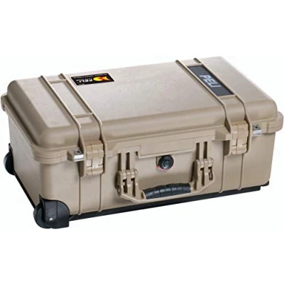 Abbildung von PELI 1510 Stoßfester Transportkoffer mit Kugelgelagerten Laufrollen für Empfindliche Ausrüstung, IP67 Wasser und Staubdicht, 27L Volumen, Ohne Schaum, Desert Tan (Sand)