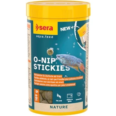 Abbildung von sera O Nip Nature 265 Tabs 8.45 oz Complete Feed for all Ornamental Fish Adhesive Tablets Stick to the Aquarium Glass High Protein No Dyes &amp; Preservatives With Bloodworms, Krill Tubifex