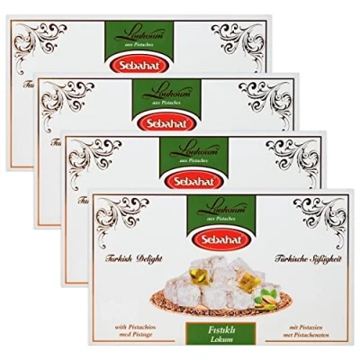 Abbildung von Sebahat Türkischer Honig Turkish Delight Lokum mit Pistazien im 4er Set à 500 g Packung