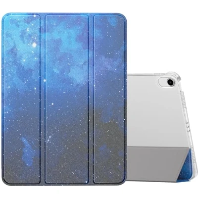 Abbildung von MoKo für iPad Air 6. Generation 11 Zoll Hülle M2 2024/iPad 5 Gen 2022/iPad 4 2020, 11&#039;&#039; mit Transluzent Hart Rückseite, 6/5/4 Hülle, Blau Sterne