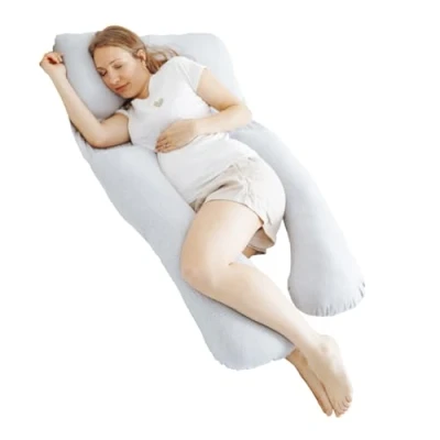 Abbildung von Babymoov Schwangerschafts und Stillkissen B.LOVE XXL aus Bio Baumwolle Mineral Grey Öko Tex zertifiziert