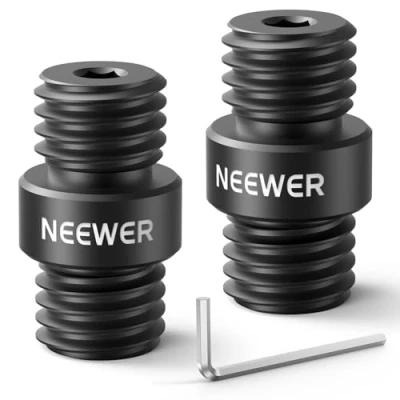 Abbildung von Neewer Stabanschluss 15 mm, 2 Stück, Anschluss M12 x 1,5 für Verlängerungsstange mm auf Schulterplattform und Video Plattform, nur Stangen aus Aluminiumlegierung SR020