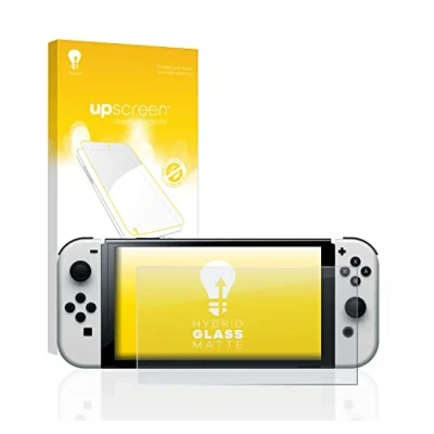 Abbildung von upscreen Entspiegelungs Schutzglas für Nintendo Switch OLED Modell Schutzfolie Matt, Glas Folie [mattierend, 9H Panzerschutz, Anti Fingerprint]