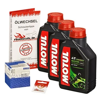 Abbildung von Motul 10W 40 Öl + Mahle Ölfilter für Kawasaki ER 5 500 Twister, 97 06, ER500A Ölwechselset inkl. Motoröl, Filter, Dichtring