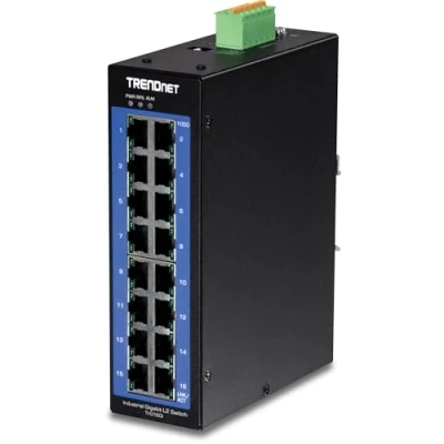 Abbildung von TRENDnet, TI G160i, 16 Port industrieller Gigabit L2 Managed DIN Rail Switch, Layer 2 x Ports, 32Gbps Switching Kapazität