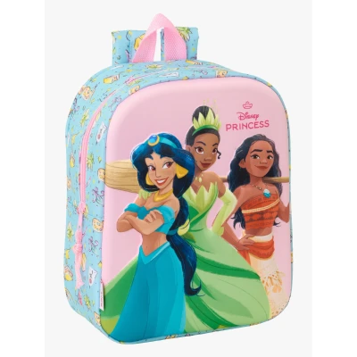 Abbildung von Princesas Disney 3D Kindergartenrucksack, anpassbar an den Wagen, einfache Reinigung, ideal für Kinder verschiedener Altersgruppen, bequem und vielseitig, Qualität Widerstandsfähigkeit, 22 x 10