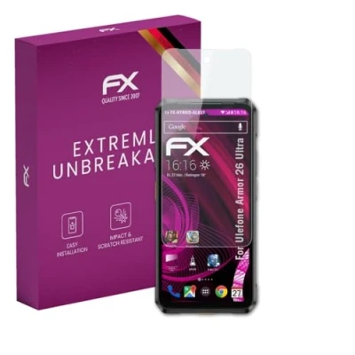 Abbildung von atFoliX Glasfolie kompatibel mit Ulefone Armor 26 Ultra Panzerfolie, 9H Hybrid Glass FX Schutzpanzer Folie