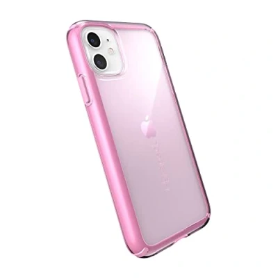 Abbildung von Speck iPhone 11 Hülle Fallschutz, stoßdämpfend, passend für XR &amp; zweilagiges Design, mit Gummischicht und schlankem Design Rosa Tönung, Forever Pink GemShell