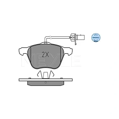 Abbildung von MEYLE 025 232 6920/W Bremsbelagsatz ORIGINAL Quality Vorderachse inkl. Verschleißwarnkontakt mit Anti Quietsch Blech VOLKSWAGEN: TRANSPORTER 4 Bus