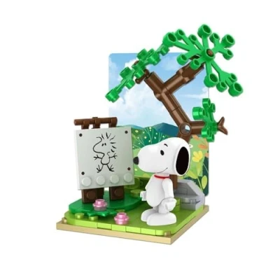 Abbildung von BlueBrixx Pro 107355 Snoopy zeichnet Woodstock aus Klemmbausteinen mit 89 Bauelementen