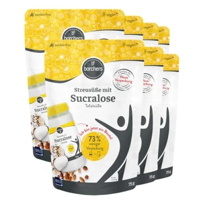 Abbildung von 7x borchers Sucralose Streusüße Tafelsüße zum Kochen und Backen Zuckeralternative 75 g Beutel