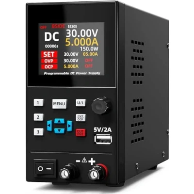 Abbildung von BSIDE DC Labornetzteil Einstellbar 30V 5A 1mA Doppelte Feinabstimmung Geregeltes Schaltnetzteil mit 4 Ziffern 6 Zeilen Farbdisplay CC CV Speicher DIY Werkbank Regelbar Netzgerät für Elektronik