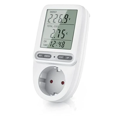 Abbildung von CSL Energiekostenmessgerät Stromkostenmessgerät Stromverbrauchszähler 3 Zoll großes Display max. 3680 Watt 4 Tasten inkl. Backup Batterie Strommesser/Stromzähler für Steckdose