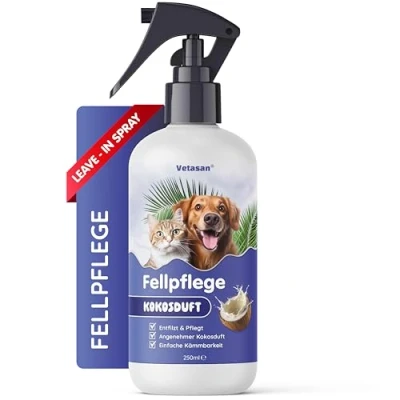 Abbildung von Vetasan Fellpflege Hunde &amp; Katzen 250ml Entfilzungsspray I Langhaar Fell Spray Anti Filz zum Verfilzungen entfernen Hundeparfüm/Hund Deo gegen Geruch