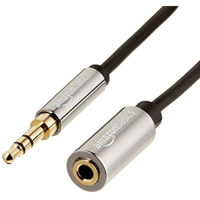Abbildung von Amazon Basics Stereo Audio AUX Verlängerungskabel Männer auf Frauen, 3,5 mm, 1.8 m, Schwarz