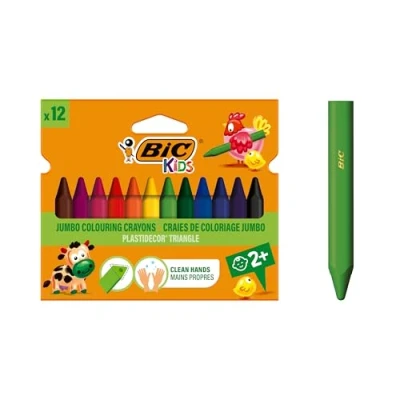Abbildung von BIC Kids 8297732 Dreikant Wachsmalkreide PLASTIDECOR Triangle, 12 Farben sortiert, Kartonetui à Stück