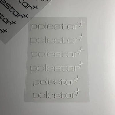 Abbildung von Auto Emblem Logo Aufkleber für Volvo Polestar, Autoaufkleber Abziehbilder Zubehör Tuning Sticker,White