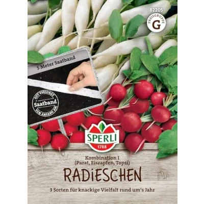 Abbildung von Sperli Radieschensamen Kombination I, Saatband 82205 3 Sorten für knackige Vielfalt rund um&#039;s Jahr Gemüse Pflanzen, Samen Gemüse,