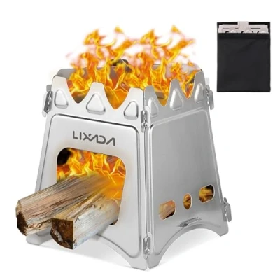 Abbildung von Lixada Campingkocher Holzofen Mini Holzvergaser Faltbar Tragbar Kompakt Hobo Kocher für Picknick BBQ Camping Wandern Reisen