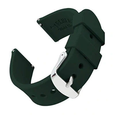 Abbildung von Archer Watch Straps Uhrenarmbänder aus Silikon mit Schnellverschluss (Dunkelgrün, 20mm)