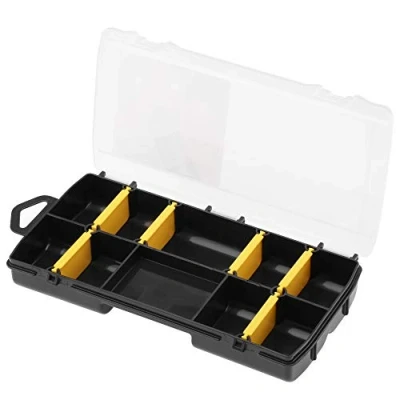Abbildung von STANLEY Organizer Sortimentskasten (Aufbewahrungsbox für Zubehör und Kleinteile aus schlagfestem Polypropylen, 10 Fächer mit entfernbaren Trennwänden, eingebautes Lineal), Mehrfarbig STST81679 1