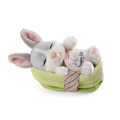 Abbildung von Nici Kuscheltier Sleeping Pets, Hase grau/weiß, 12 cm, im Körbchen