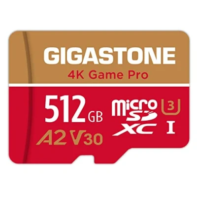 Abbildung von [5 Jahre kostenlose Datenwiederherstellung] GIGASTONE 512GB Micro SD Karte, 4K Game Pro MAX, bis zu 160/100 MB/s, MicroSDXC Speicherkarte für Nintendo Switch Gopro DJI, A2 V30 U3 +Adapter