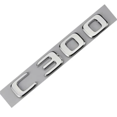 Abbildung von 3D ABS Schwarz Chrom Auto Buchstaben Logo Abzeichen for den hinteren Kofferraum, kompatibel 2022 Mercedes C300 W205 W204 W206 4MATIC Emblem Aufkleber Zubehör (Color : Chrome Silver)
