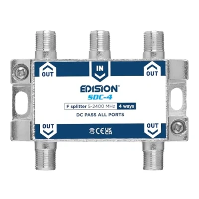 Abbildung von EDISION SDC 4 SAT Verteiler Splitter Fach geignet für TV, Satellit, Kabel Fernseher, Radio, Unicable, Frequenzbereich 5 2400Mhz, DVB S2, T2, C, DC Durchgang, Wege