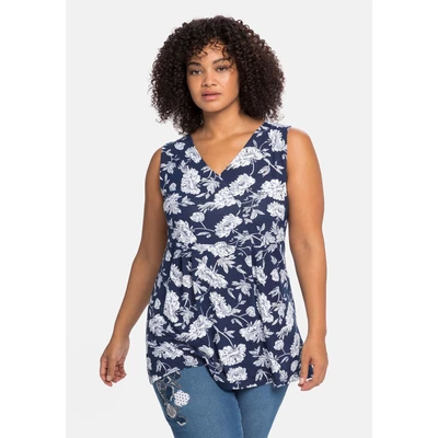 Abbildung von sheego by Joe Browns Longtop &quot;Große Größen&quot;, mit Blumendruck und Spitze im Rücken