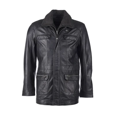Abbildung von JCC Pelzimitat Lederjacke, Herren, Größe: 50, Black