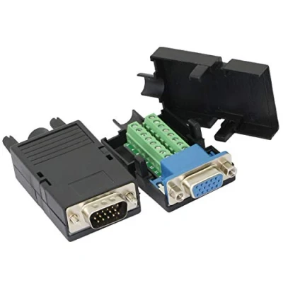 Abbildung von CERRXIAN D SUB DB15 3 reihiger VGA + 9 Stecker Buchse 15 polige Abdeckung Breakout Anschlüsse Platinenanschluss, 1 Paar