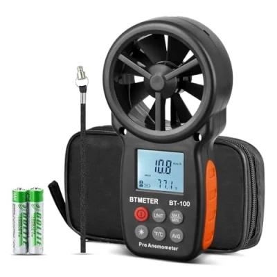 Abbildung von BTMETER BT 100 Hand Anemometer, digitales Windgeschwindigkeitsmessgerät, Luftstromgeschwindigkeitstester für HVAC Schießdrohne, Windkühlung, 10 C 45 Windtemperatur
