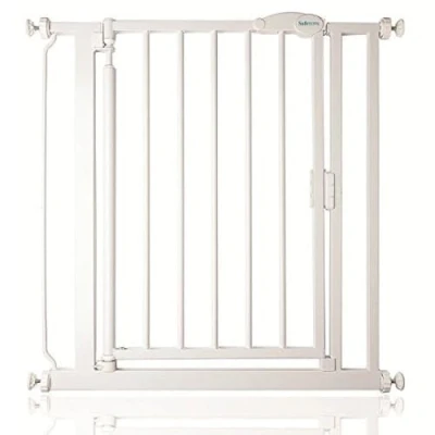 Abbildung von Safetots Druckmontage Selbstschließendes Treppengitter, 75cm 82cm, Weiß, Automatisch schließendes Babygitter, Sicherheitsbarriere für Kleinkinder, Einfache Installation